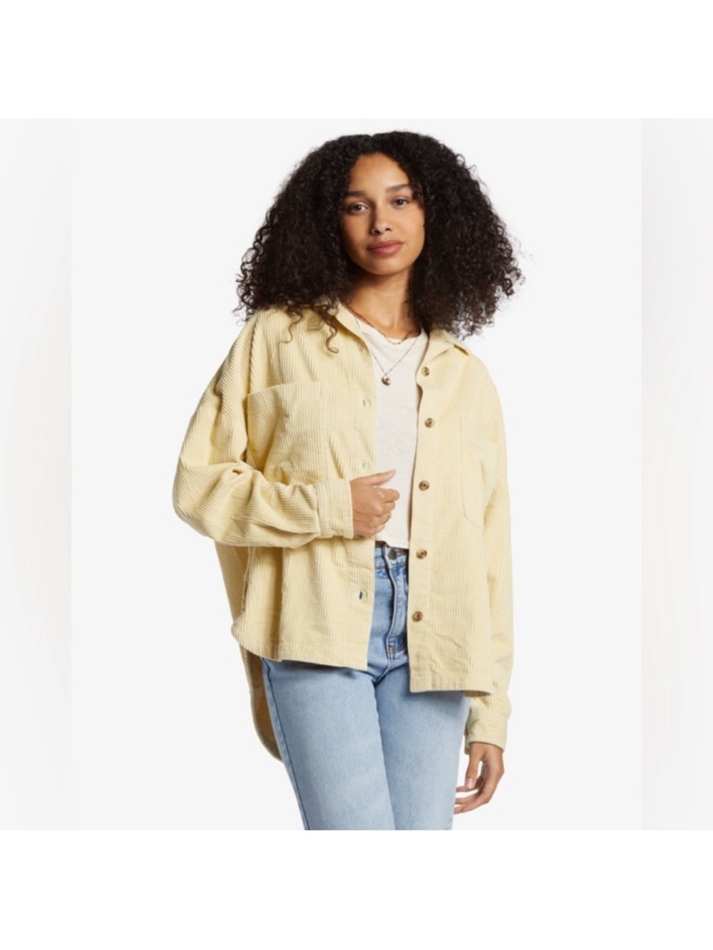 Billabong Stoked On You Corduroy Shacket in Yellow